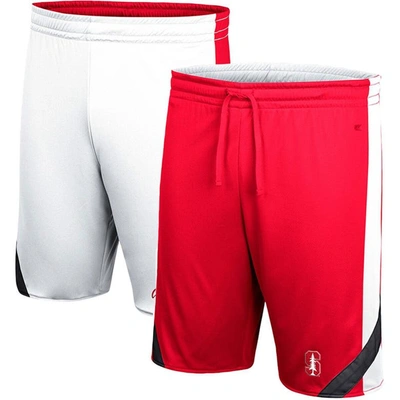 Colosseum Men's  Cardinal, White Stanford Cardinal Am I Wrong Reversible Shorts In Cardinal,white