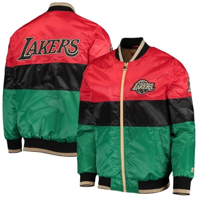Starter Men's  Red And Black And Green Los Angeles Lakers Black History Month Nba 75th Anniversary Fu In Red,black,green