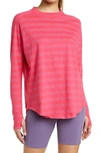 Zella Relaxed Long Sleeve T-shirt In Pink Atomic