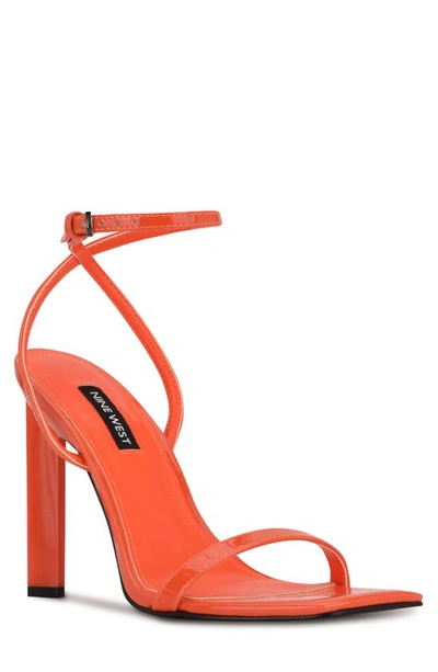 Nine West Ankle Strap Sandal In Neon Orange Patent
