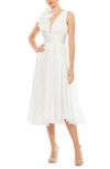 Mac Duggal Sleeveless Tea Length Dress In White