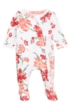 Nordstrom Baby Babies' Print Footie In White- Pink Bold Floral
