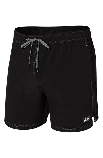 Saxx Oh Buoy 2n1 Volley Solid Swim Trunks In Black