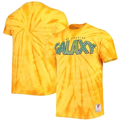 Mitchell & Ness Gold La Galaxy Since '96 Tie-dye T-shirt