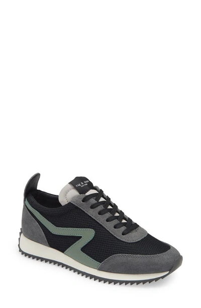 Rag & Bone Black Retro Runner Low-top Sneakers In Dkgrey