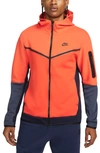 Nike Sportswear Tech Fleece Zip Hoodie In Orange/ Team Orange/ Black