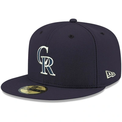 New Era Men's Navy Colorado Rockies Logo White 59fifty Fitted Hat