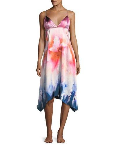 Josie Natori Mirage Print Sleeveless Silk Nightgown In Multi Pattern