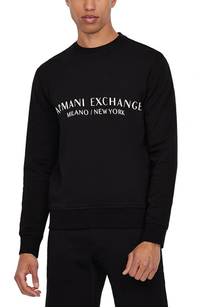 Armani Exchange Milano New York Graphic Cotton Sweatshirt In Black