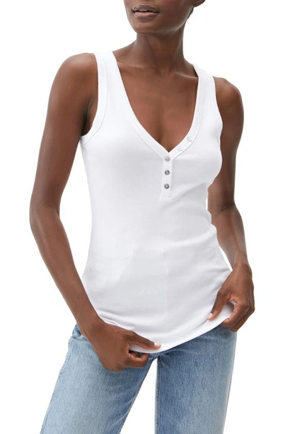 Michael Stars Luna Cotton Henley Tank In Chalk
