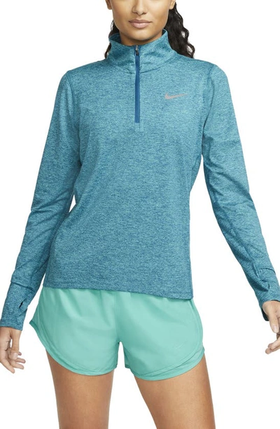 Nike Element Half Zip Pullover In Marina/ Washed Teal/ Heather