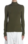 Bottega Veneta Triangle Rib Silk Blend Turtleneck Sweater In Khaki