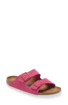Birkenstock Arizona Soft Slide Sandal In Fuchsia Tulip Suede