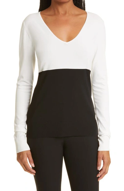 Capsule 121 The Peace Cotton Blend Long Sleeve Top In White Black