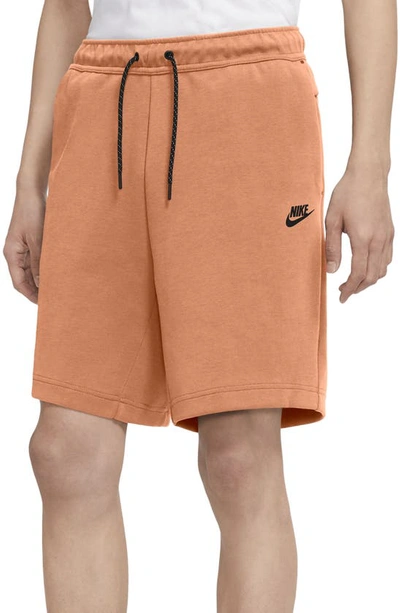 Nike Sportswear Tech Fleece Shorts In Orange Frost/black