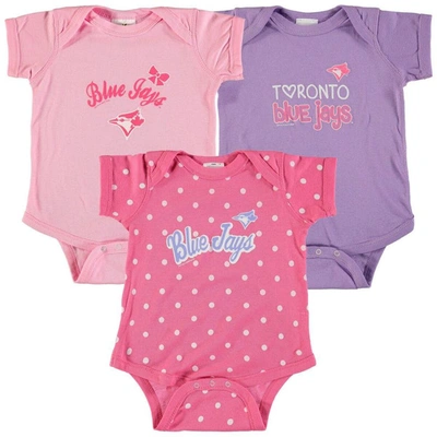 Soft As A Grape Babies' Girls Infant Pink, Purple St. Louis Cardinals 3-pack Rookie Bodysuit Set In Pink,purple