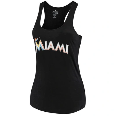 Soft As A Grape Black Miami Marlins Plus Size Swing For The Fences Racerback Tank Top