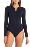 Sea Level Long Sleeve One-piece Swimsuit In Night Sky