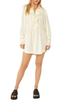 Free People Bella Ruffle Front Tunic Blouse In Ivory
