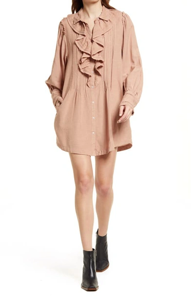 Free People Bella Ruffle Front Tunic Blouse In Cashmere