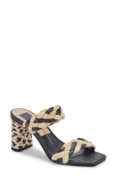 Dolce Vita Paily Raffia Sandal In Black/ Natural