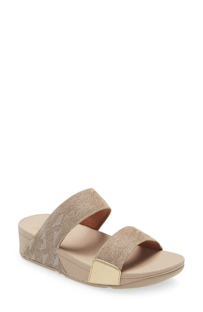 Fitflop Lulu Glitz Slide Sandal In Platino