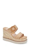 Dolce Vita Lauryn Two-band Wedge Sandals In Light Natural Raffia