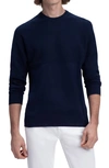 Bugatchi Men's Solid/striped Cotton Crewneck Sweater In Midnight