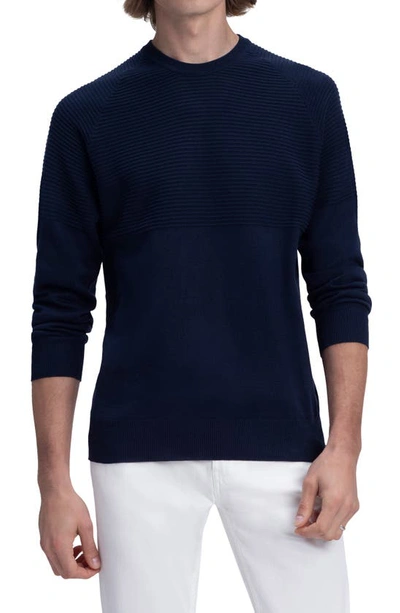 Bugatchi Men's Solid/striped Cotton Crewneck Sweater In Midnight