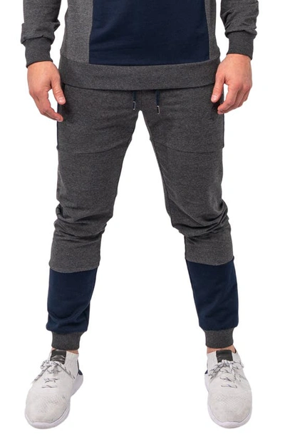 Maceoo Colorblock Stretch Cotton Joggers In Grey