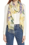 Nordstrom Tissue Print Wool & Cashmere Wrap Scarf In Purple Secret Garden