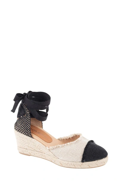 Patricia Green Elle Cap Toe Ankle Tie Espadrille In Black