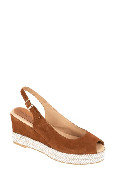 Patricia Green Piper Peep Toe Slingback Sandal In Brown