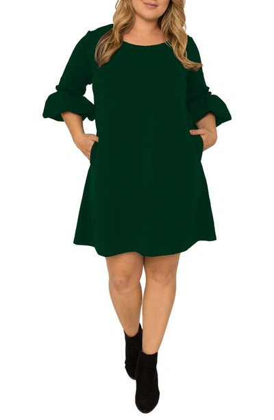 Standards & Practices Stella Crepe Knit Dress In Hunter Green