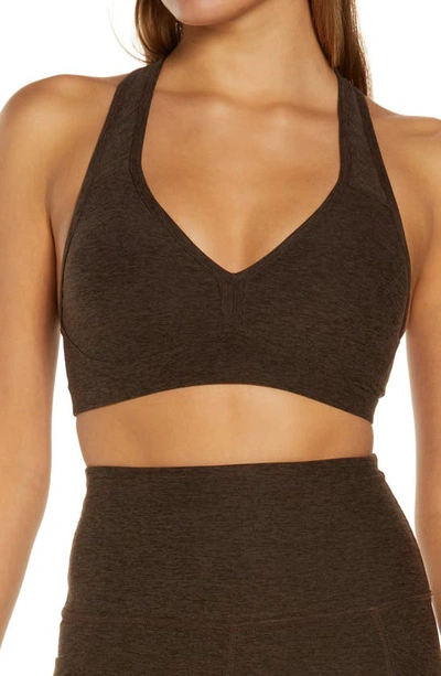 Beyond Yoga Lift Your Spirits Space Dye Bra Top In Brown