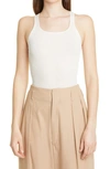 Judy Turner Unisex Liza Rib Silk Tank In Chalk