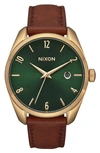 Nixon Thalia Leather Strap Watch, 38mm In All Gold / Green Sunray