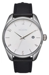 Nixon Thalia Leather Strap Watch, 38mm In Silver / Black