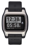 Nixon High Tide Digital Silicone Strap Watch, 44mm In Silver / Black