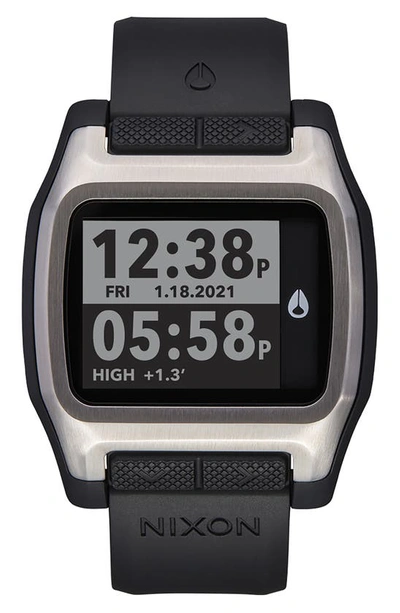 Nixon High Tide Digital Silicone Strap Watch, 44mm In Silver / Black