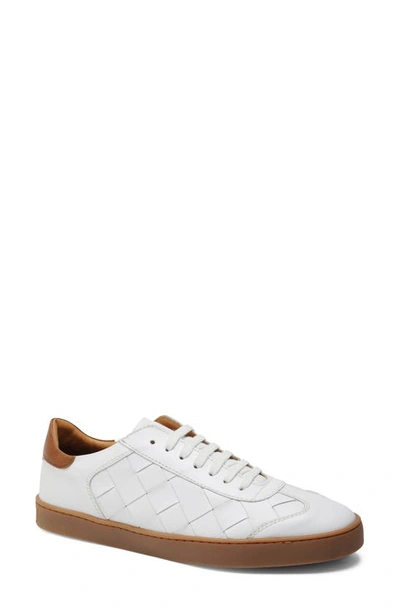 Bruno Magli Men's Bono Woven Leather Low-top Sneakers In White Leather