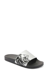 Bruno Magli Men's Messe Lion Head Pool Slide Sandals In Silver-tone