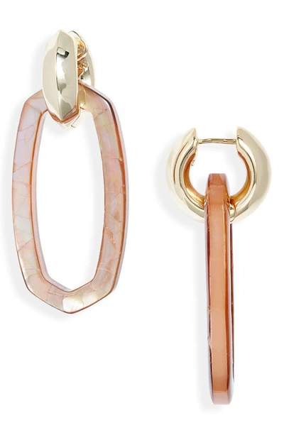 Kendra Scott Danielle Link Drop Earrings In Gold Brown Mother Of Pearl
