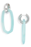 Kendra Scott Danielle Link Drop Earrings In Rhodium Teal Amazonite