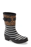 Joules Print Molly Welly Rain Boot In Tan Leopard Stripe