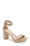Pelle Moda Amari Platform Block Heel Sandal In White Washed Cork