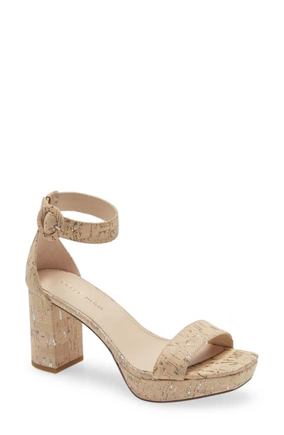 Pelle Moda Amari Platform Block Heel Sandal In White Washed Cork