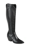 Journee Signature Pryse Leather Western Boot In Black