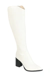 Journee Signature Laila Leather Boot In Off White