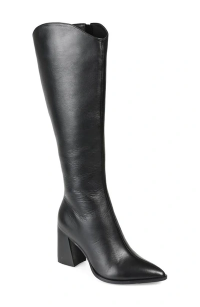 Journee Signature Laila Leather Boot In Black